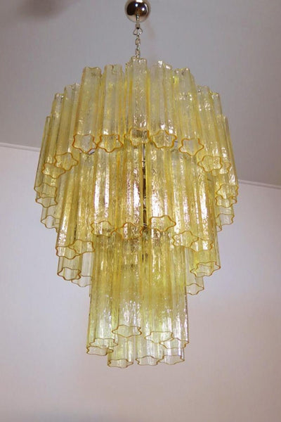 Three-Tier Yellow  Glass Murano Chandelier