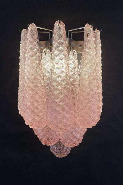 1970s Pink Murano Glass Petal Wall Lamp