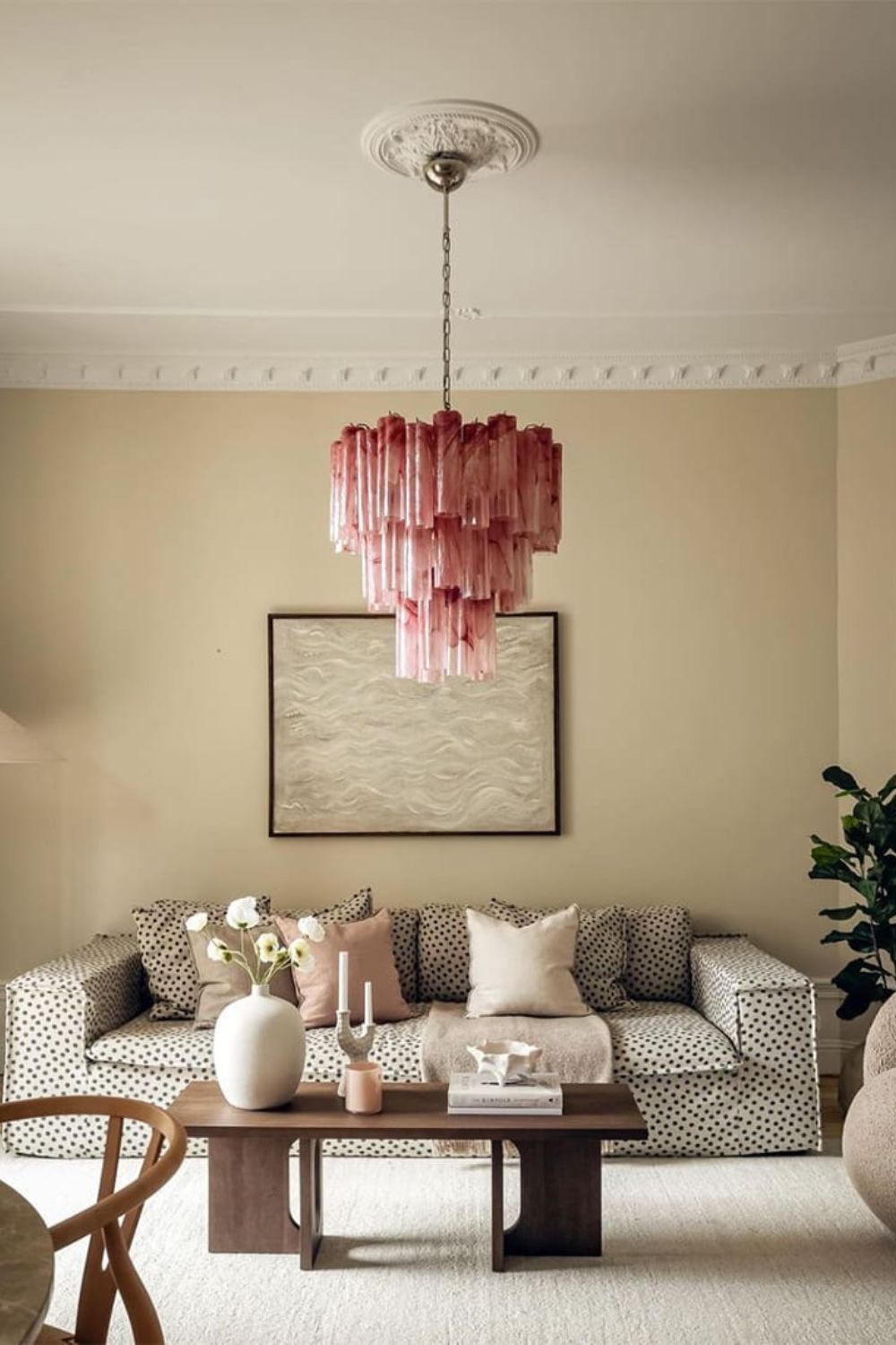 Ruby Glow Murano Three-Tier Glass Chandelier