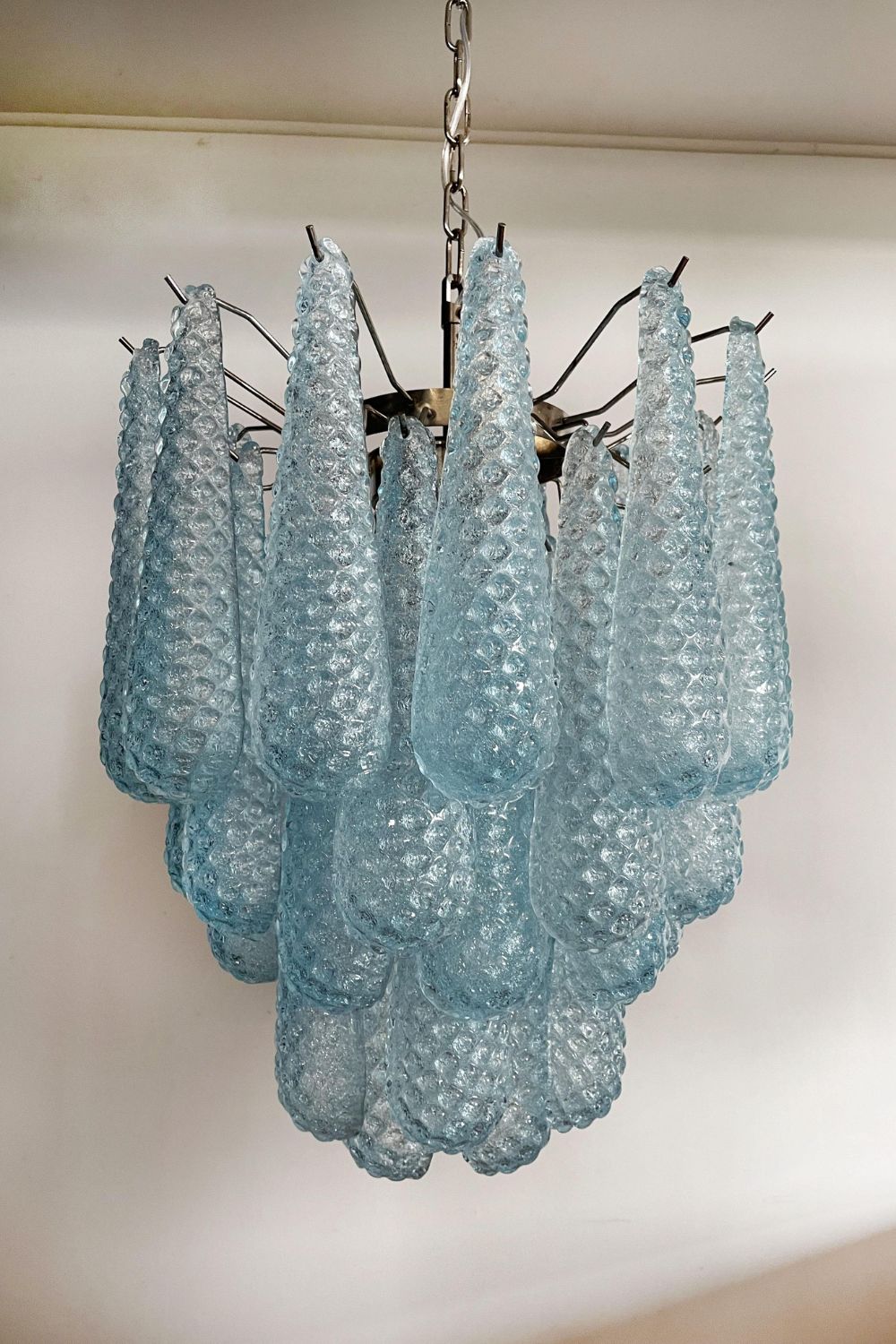 Vintage Italian Blue Murano Teardrop Chandelier