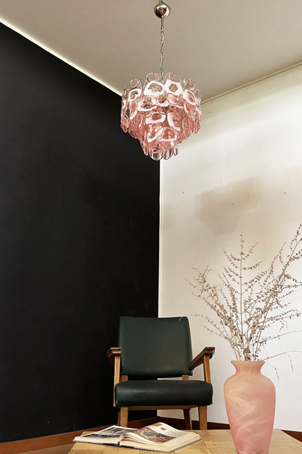 Pink Shell-Shaped Glass Chandelier