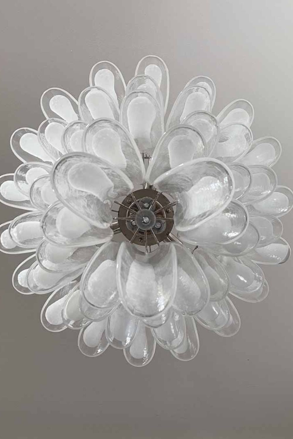 Clear Murano Glass Petal Chandelier