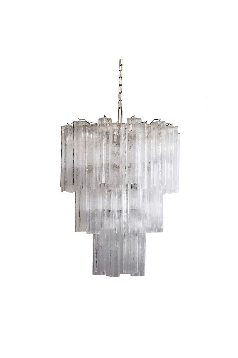 Murano Venetian Clear Glass Tube Chandelier