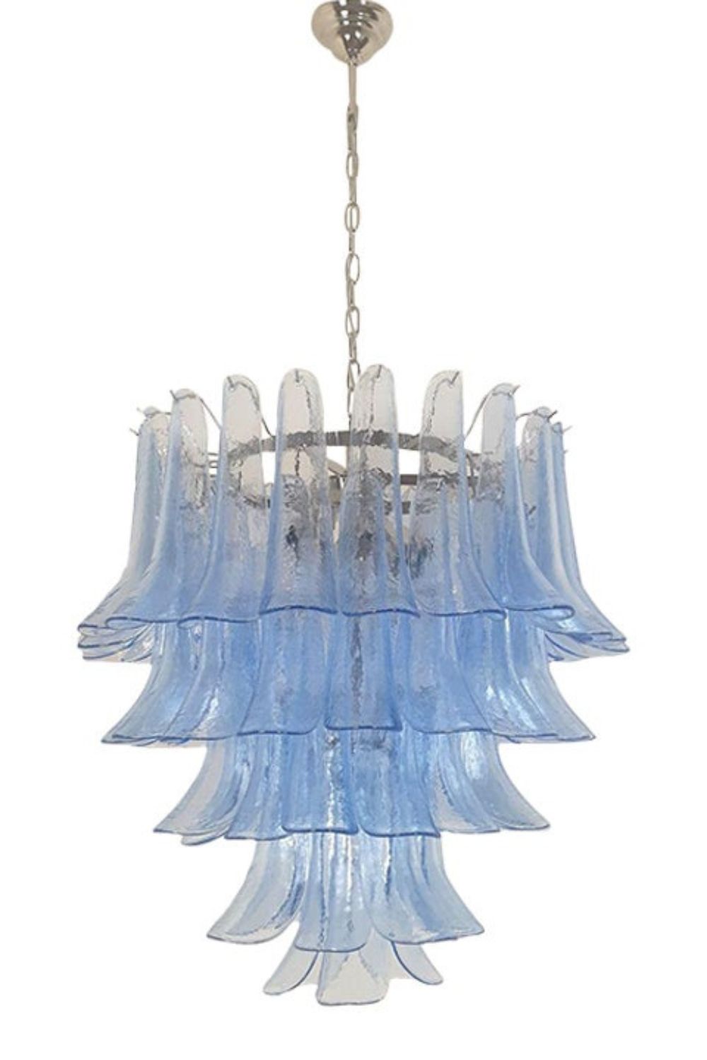 Vintage 1980s Blue Murano Glass Petal Chandelier