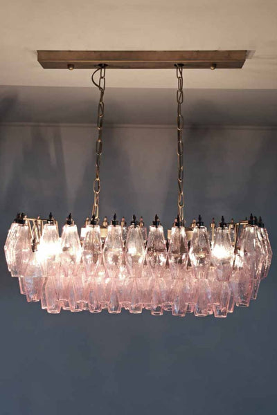 Murano Poliedri Pink Glass Chandelier