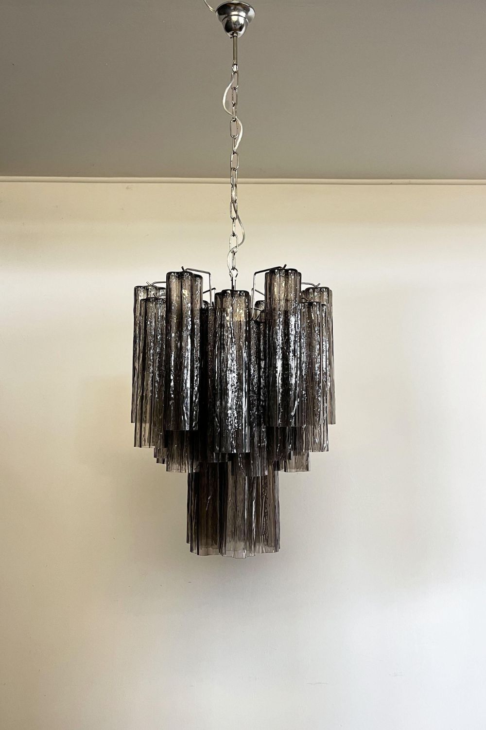 Vintage Smoked Glass Tube Chandelier