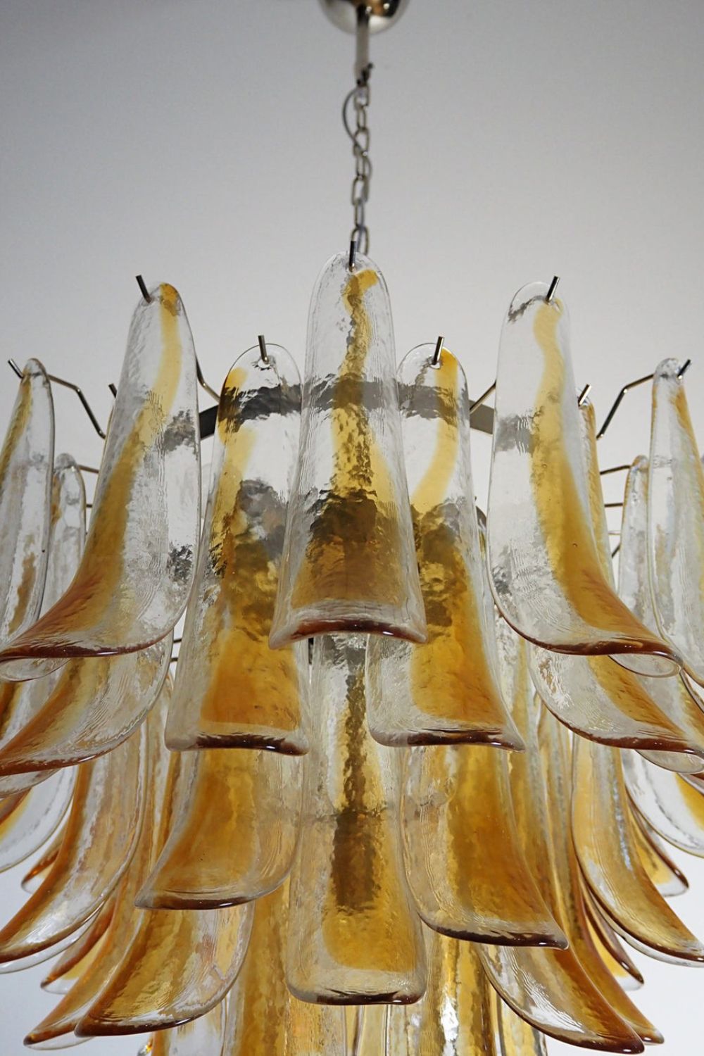 Mazzega Amber Glass Petal Chandelier