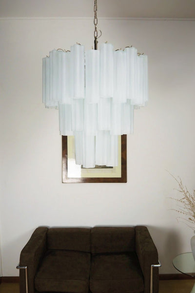 Three-tier Murano frosted white glass chandelier