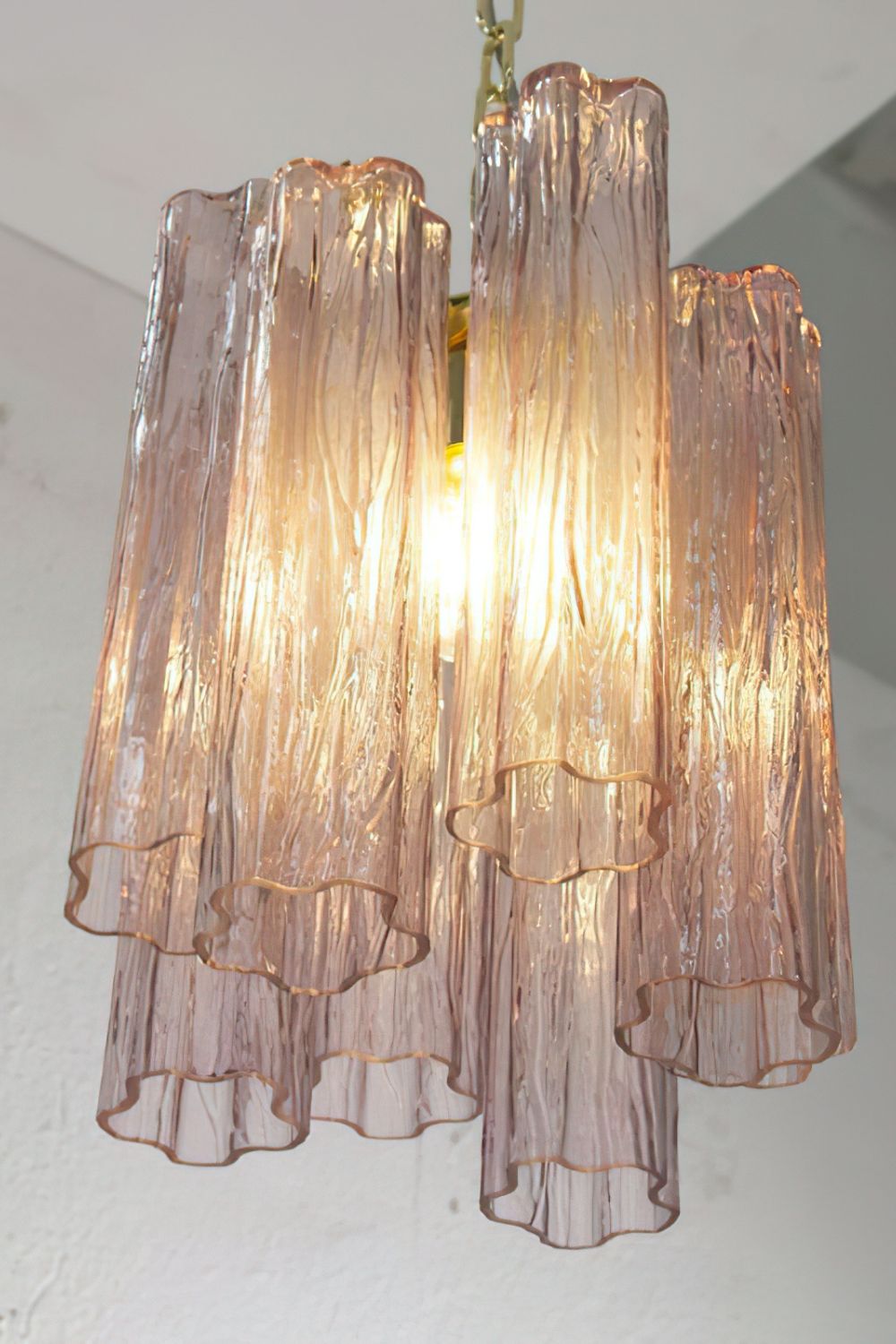 1990s Murano Amethyst Glass Ceiling Chandelier