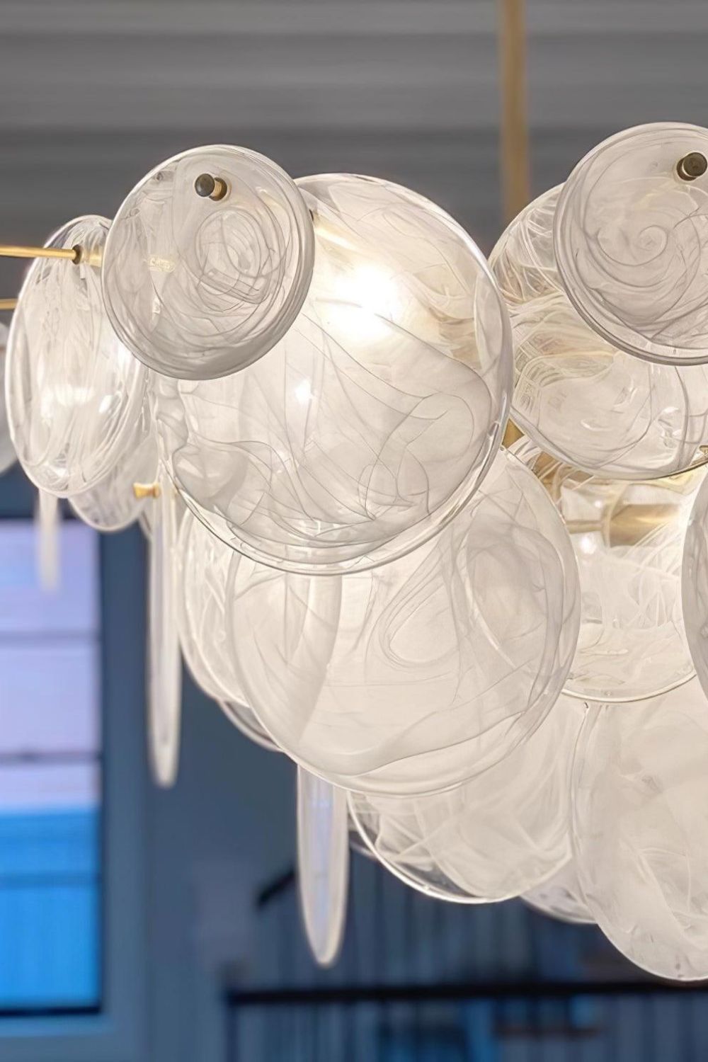 Murano Luxury Brass and Glass Disc Tiered Chandelier