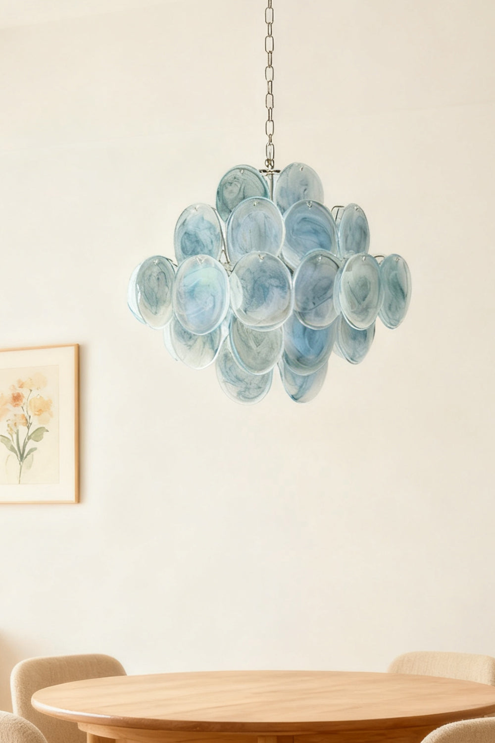 Blue Murano Disk Chandelier