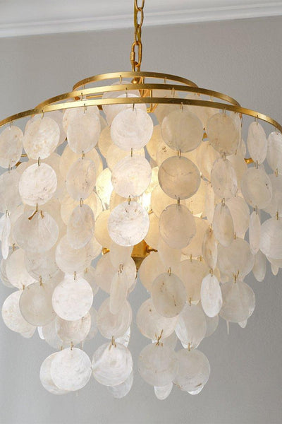 Modern Tiered Capiz Shell Chandelier