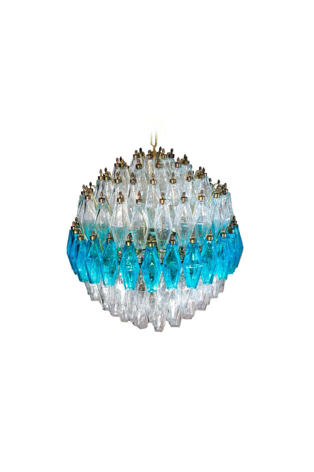 Blue and clear Murano glass spherical chandelier