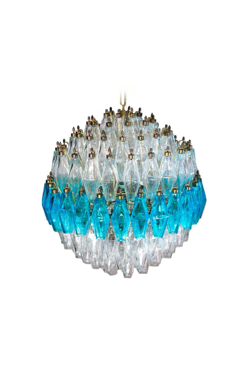 Blue and clear Murano glass spherical chandelier