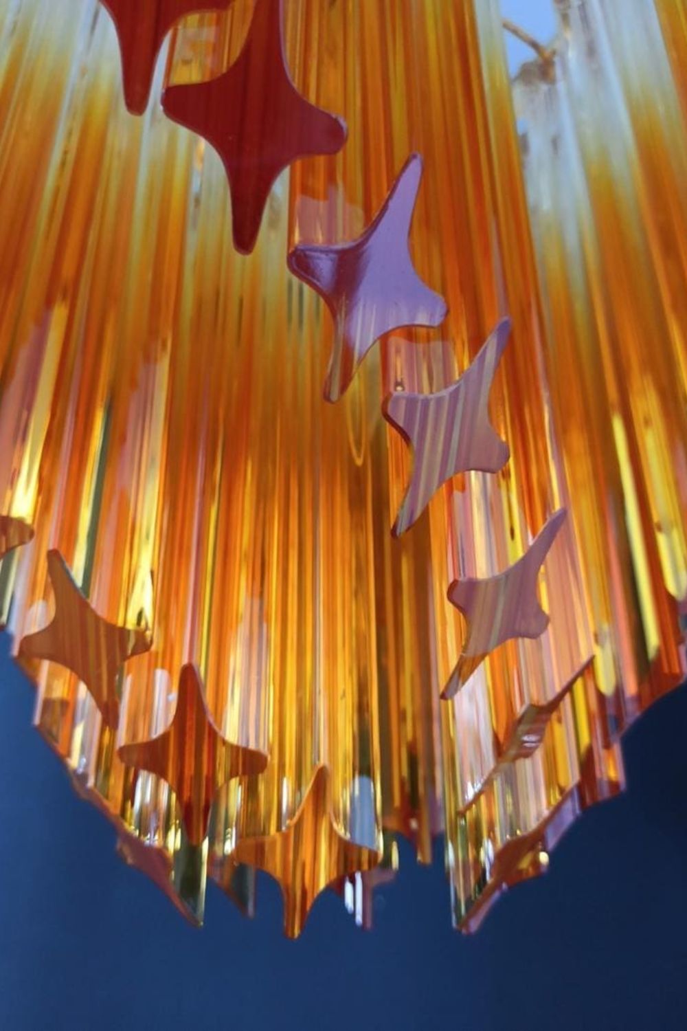 Shaded Amber Murano Crystal Prism Chandelier