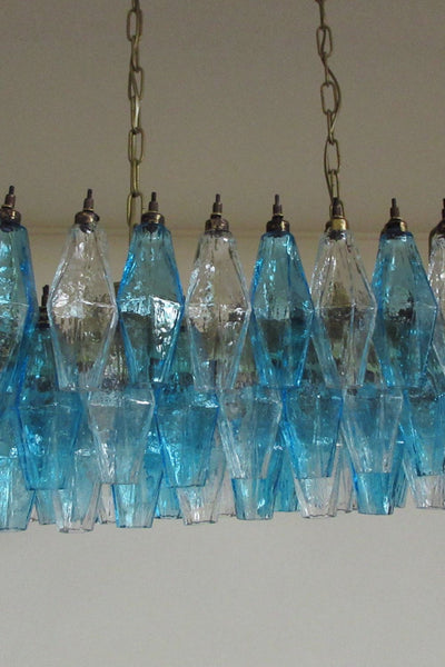 Vintage blue and clear glass Murano Poliedri chandelier