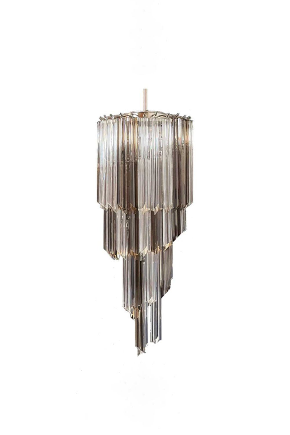 Vintage Smoked Murano Glass Prism Spiral Chandelier