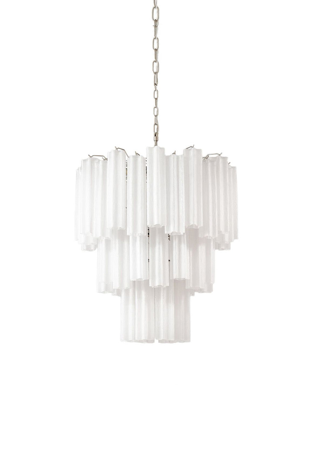 Three-tier Murano frosted white glass chandelier