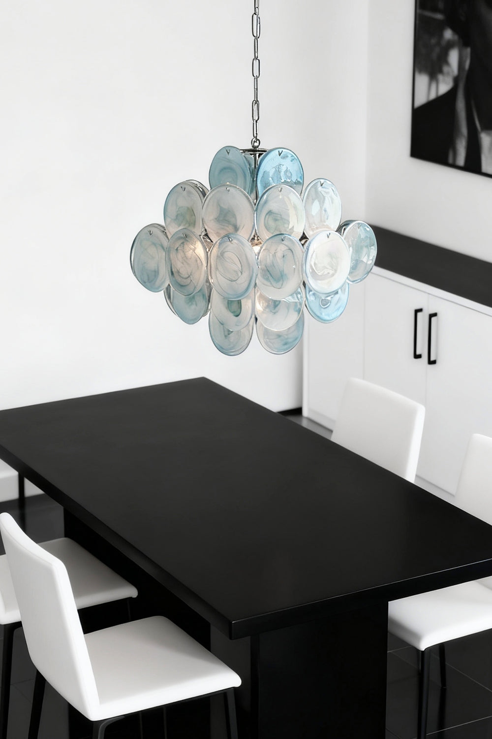 Blue Murano Disk Chandelier