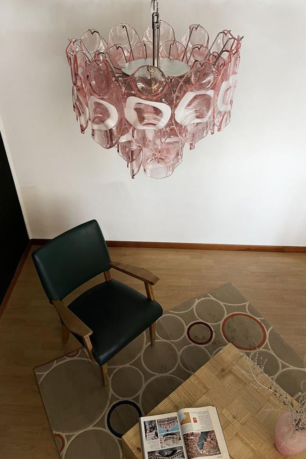 Pink Shell-Shaped Glass Chandelier