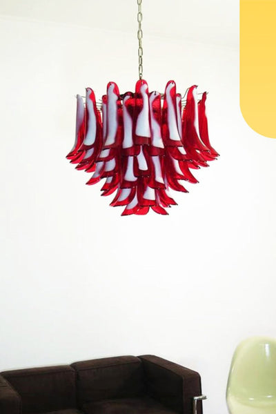 Red Murano Glass Petal Chandelier