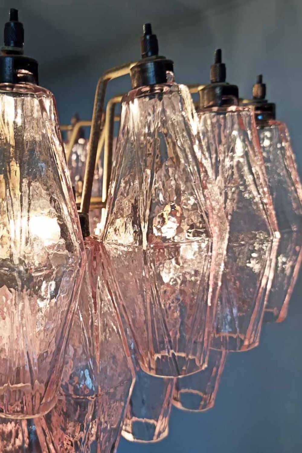 Murano Poliedri Pink Glass Chandelier