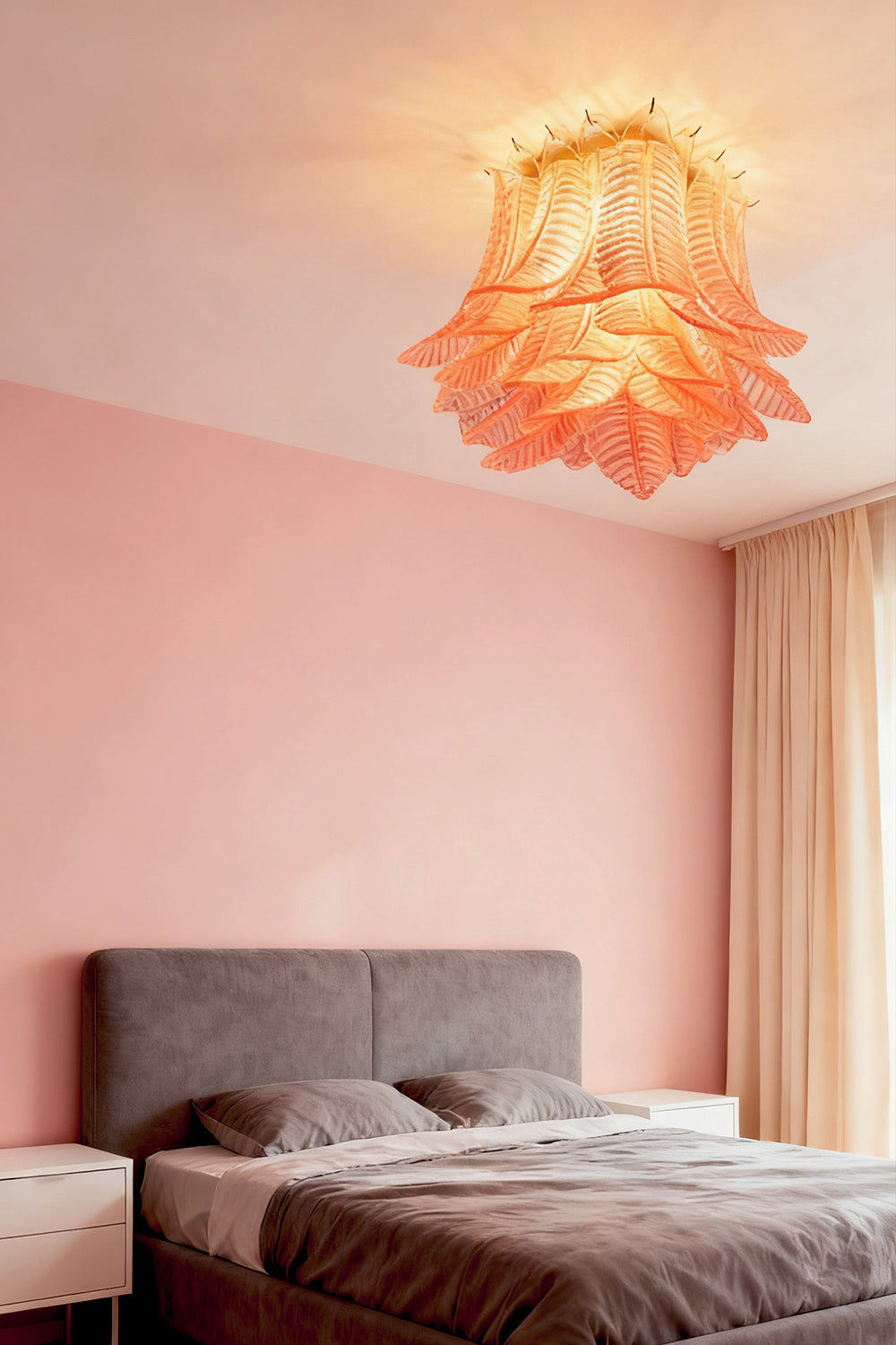 Pink Murano Felci Glass Ceiling Light