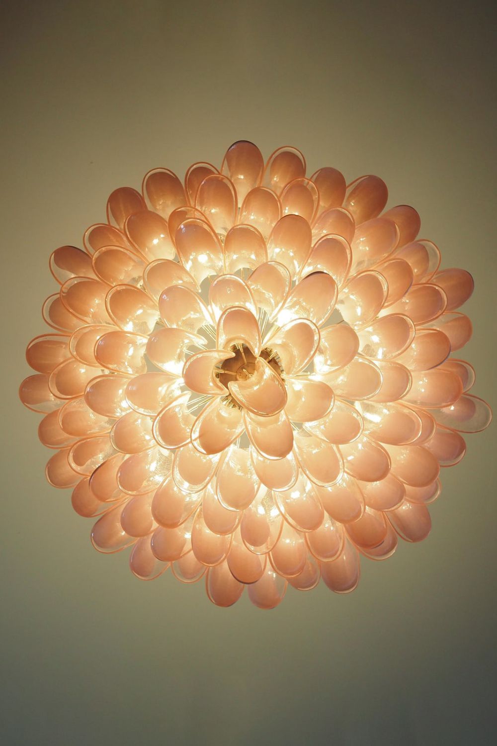 1990s Italian Murano Pink Flower Chandelier