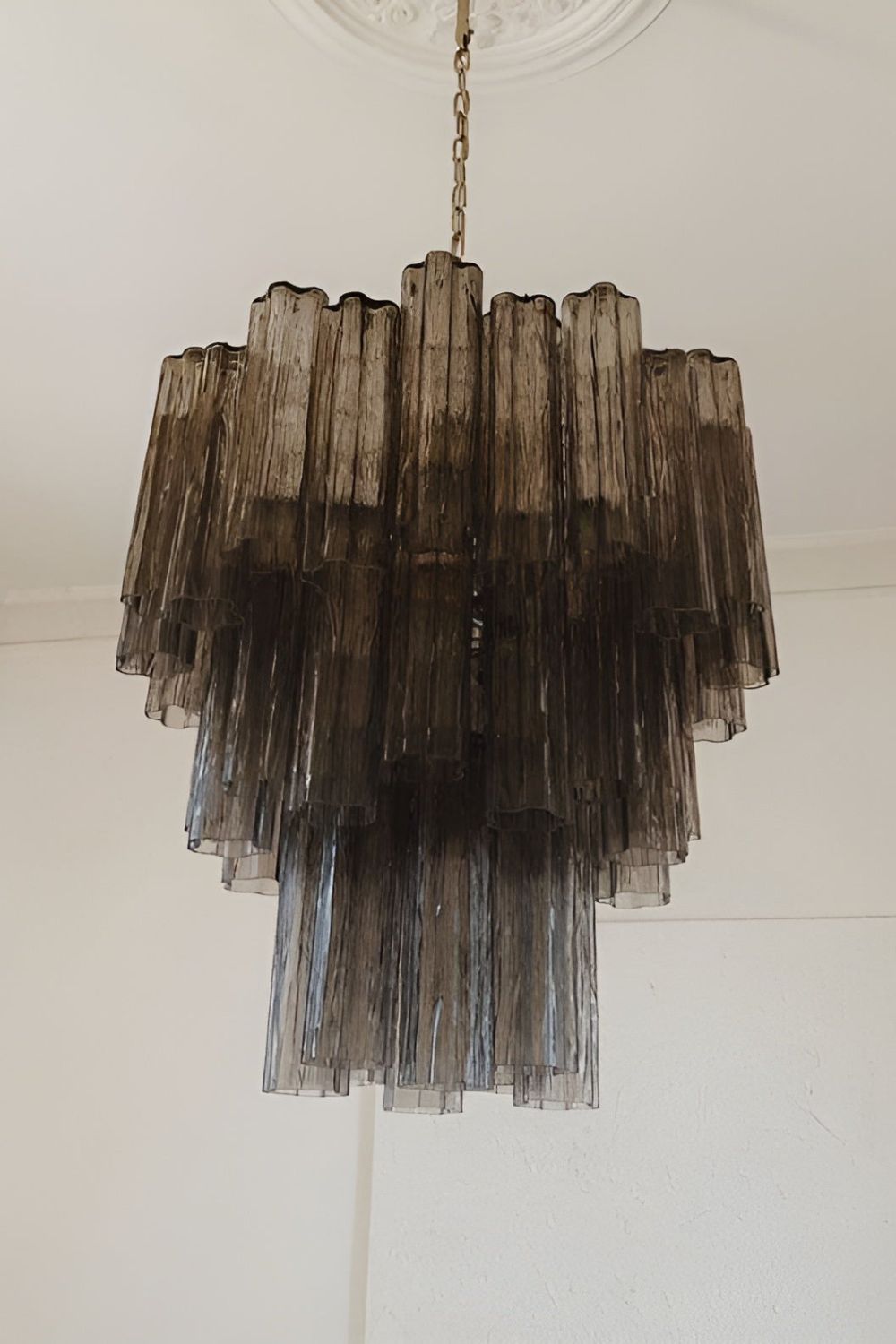 Smoked three-tier Murano chandelier