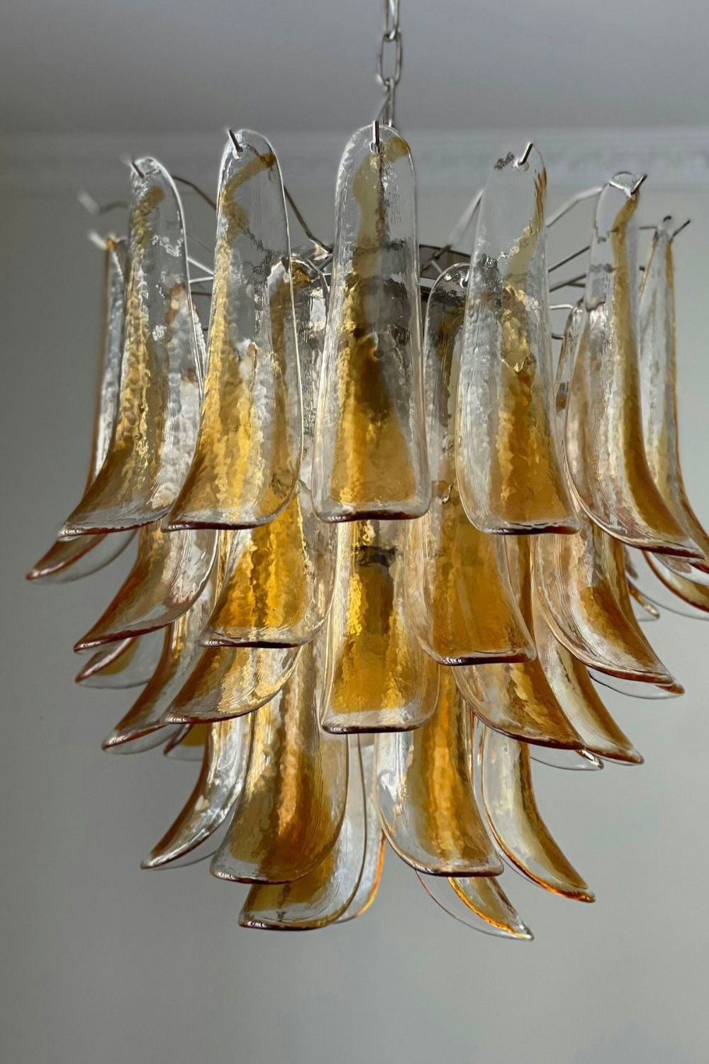 Mazzega Amber Glass Petal Chandelier