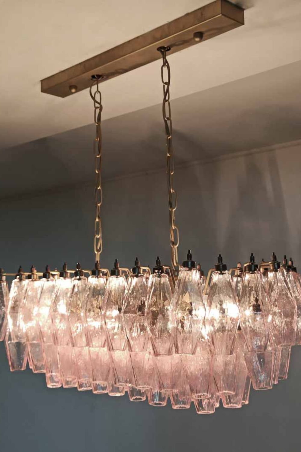 Murano Poliedri Pink Glass Chandelier