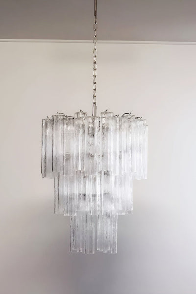 Murano Venetian Clear Glass Tube Chandelier