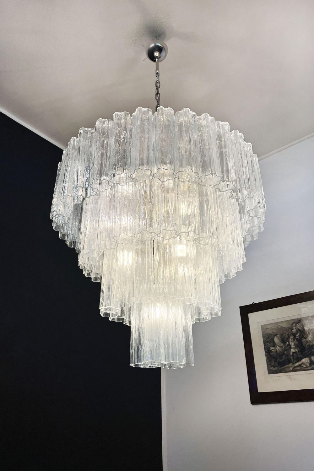 Murano clear glass tiered chandelier, 78 lamps