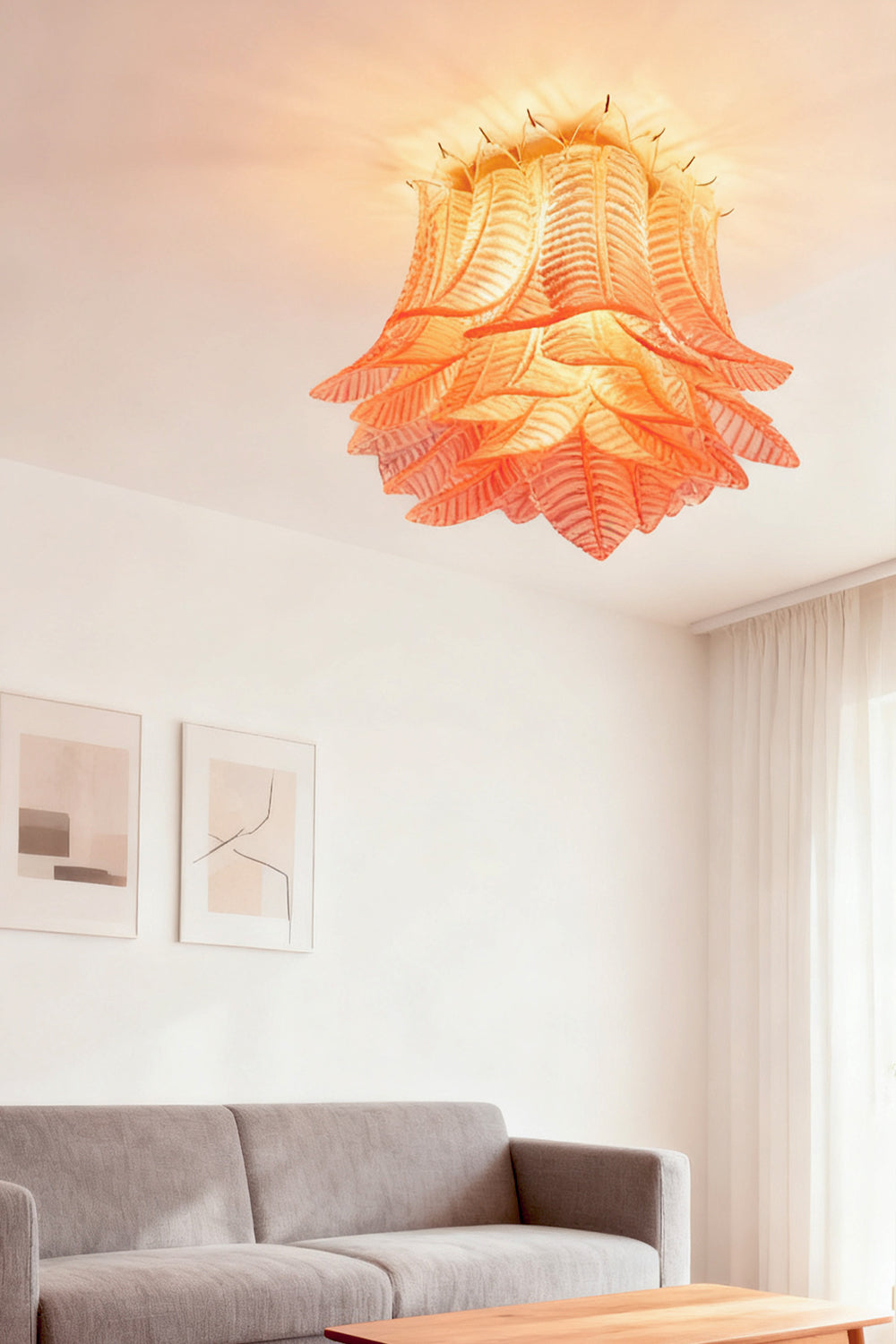 Pink Murano Felci Glass Ceiling Light