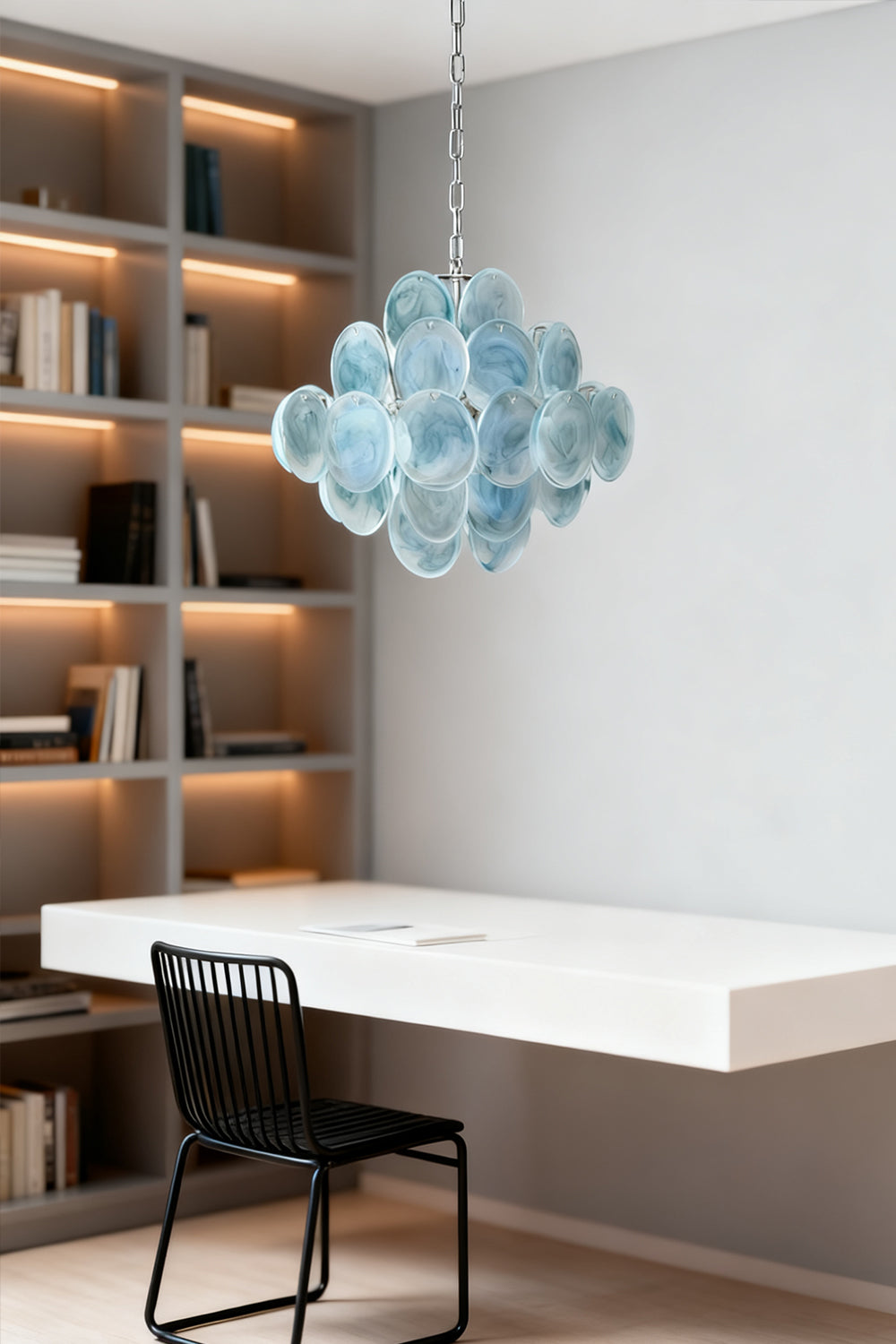Blue Murano Disk Chandelier