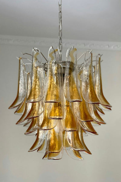 Mazzega Amber Glass Petal Chandelier