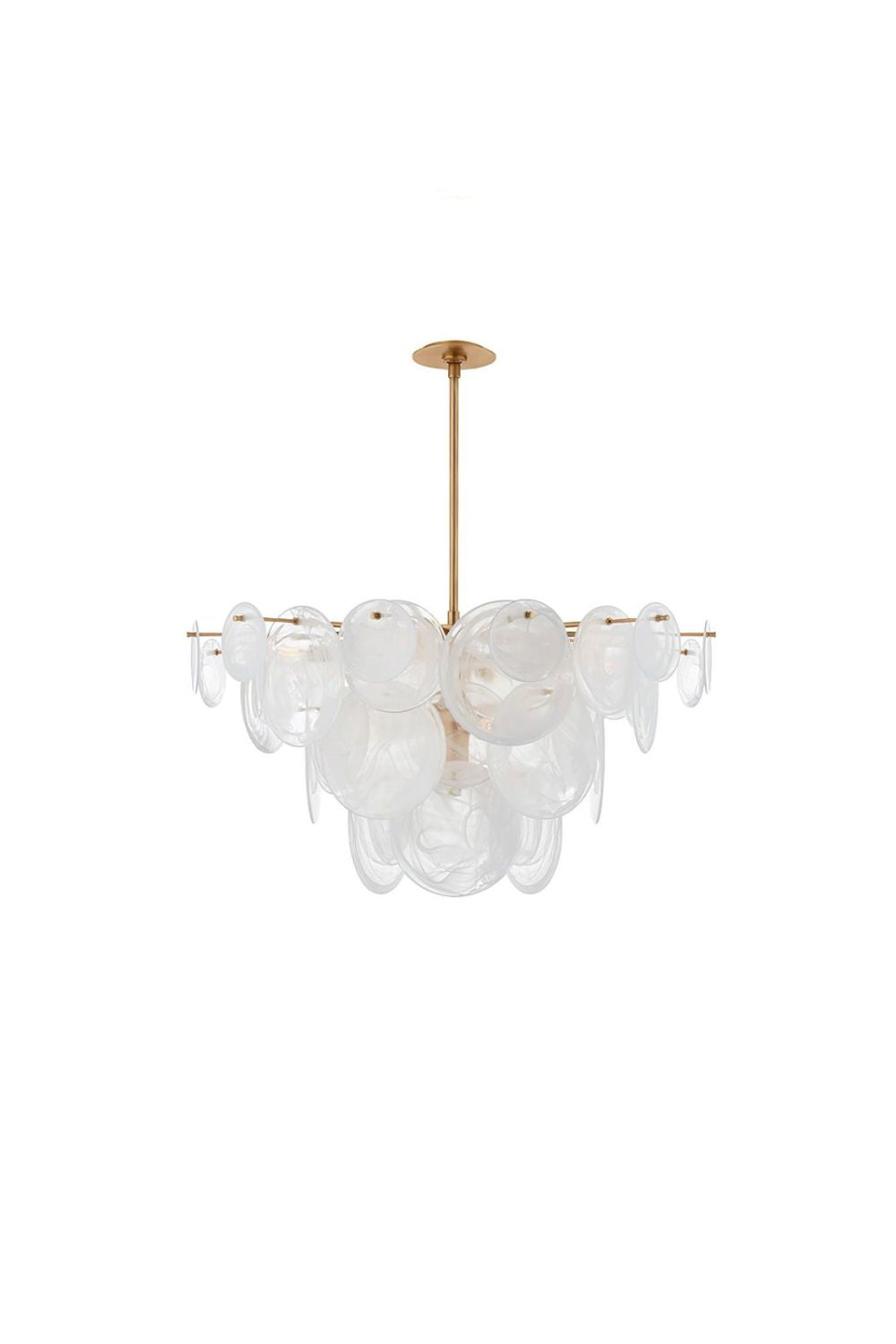 Murano Luxury Brass and Glass Disc Tiered Chandelier