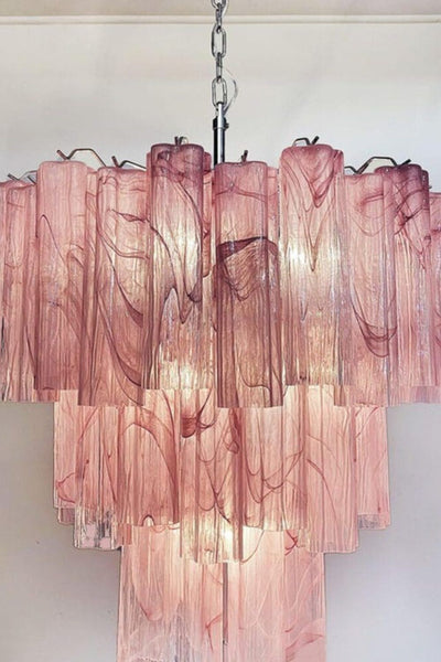 Ruby Glow Murano Three-Tier Glass Chandelier