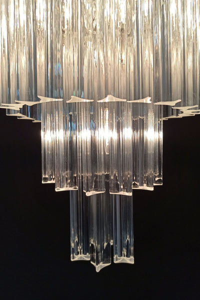 Transparent Murano Glass Prism Tiered Chandelier