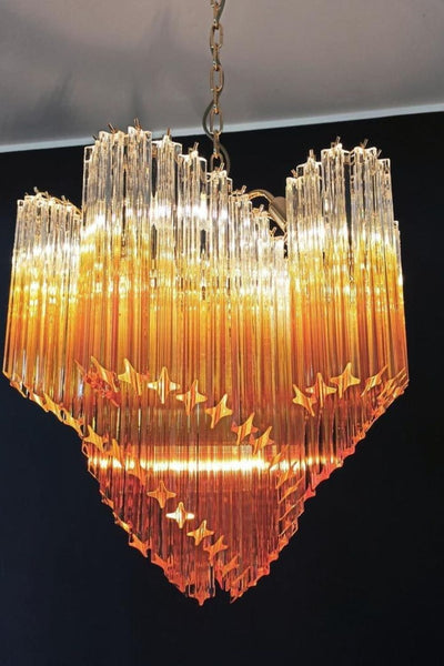 Shaded Amber Murano Crystal Prism Chandelier