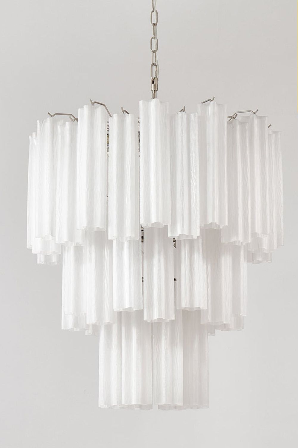 Three-tier Murano frosted white glass chandelier