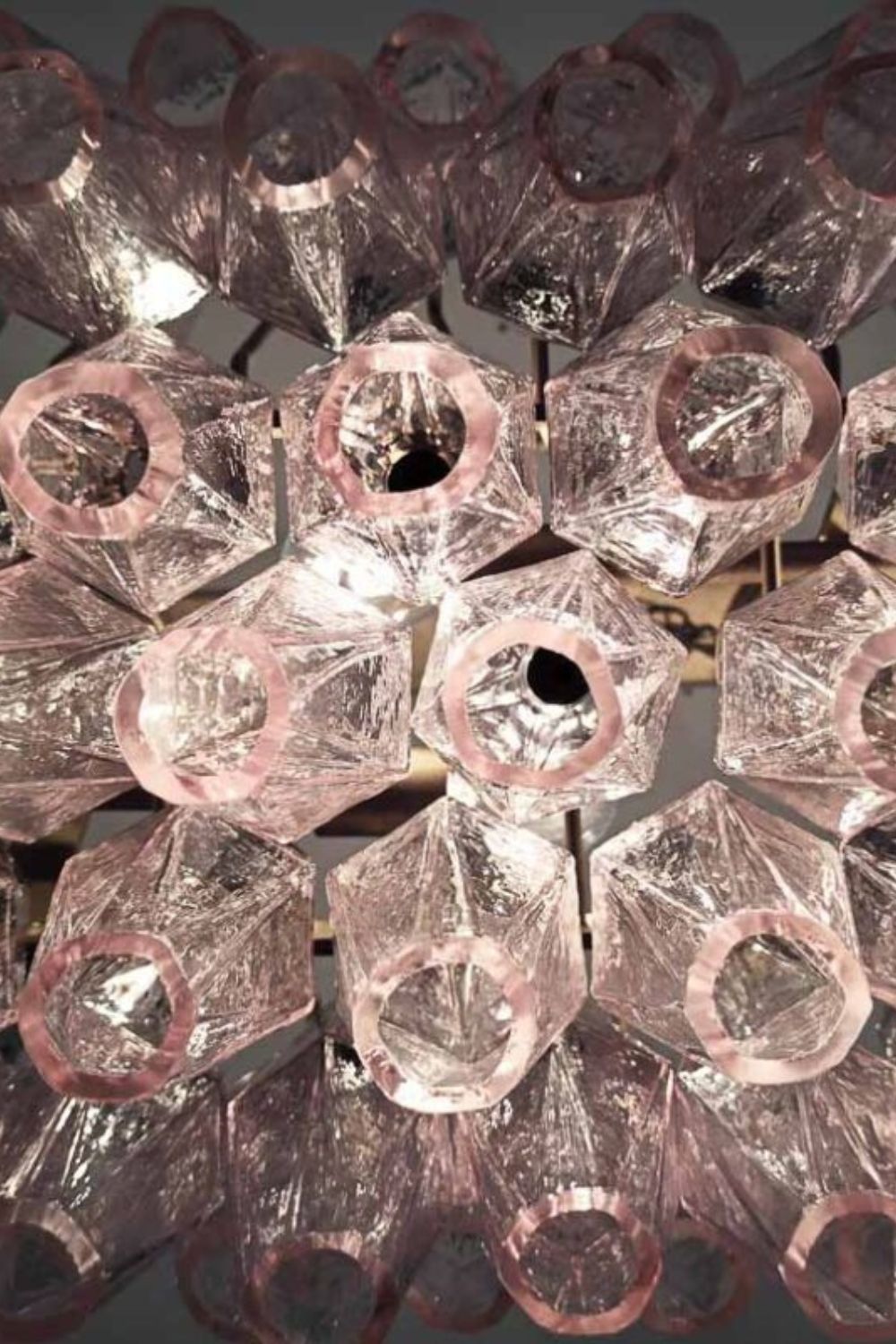 Murano Poliedri Pink Glass Chandelier