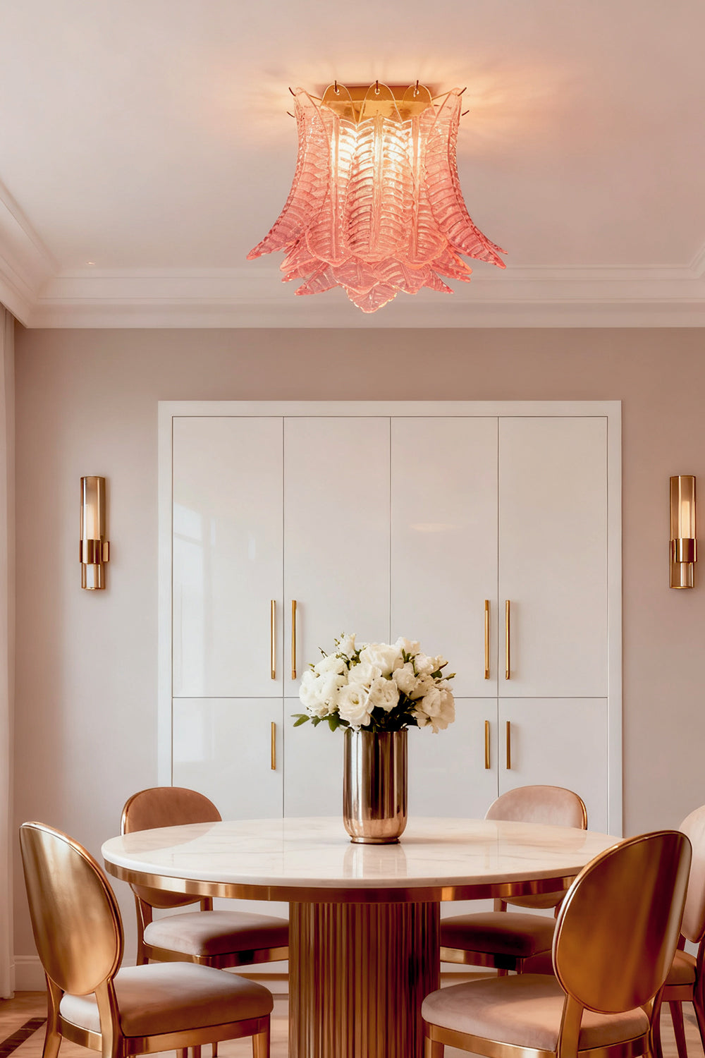 Pink Murano Felci Glass Ceiling Light