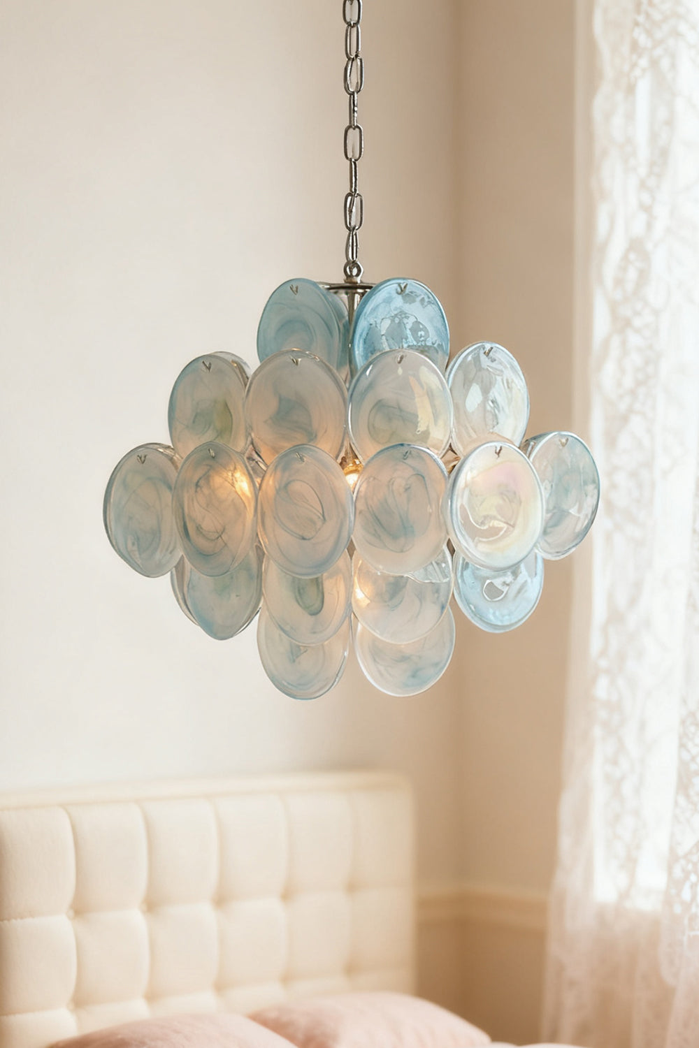 Blue Murano Disk Chandelier