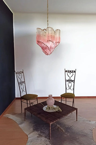 Vintage Pink Murano Quadriedri Prism Chandelier