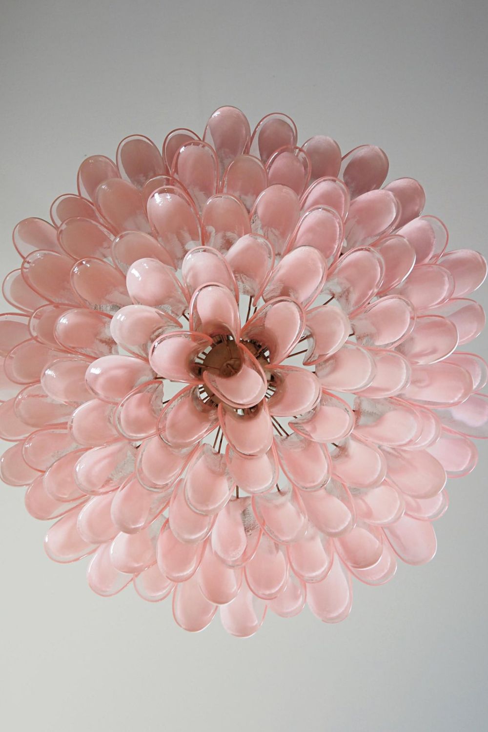 1990s Italian Murano Pink Flower Chandelier