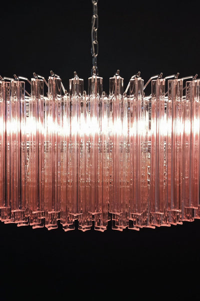 Large pink Murano Triedri glass prism chandelier