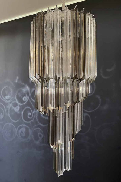 Vintage Smoked Murano Glass Prism Spiral Chandelier