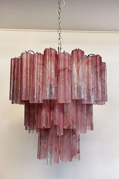 Ruby Glow Murano Three-Tier Glass Chandelier