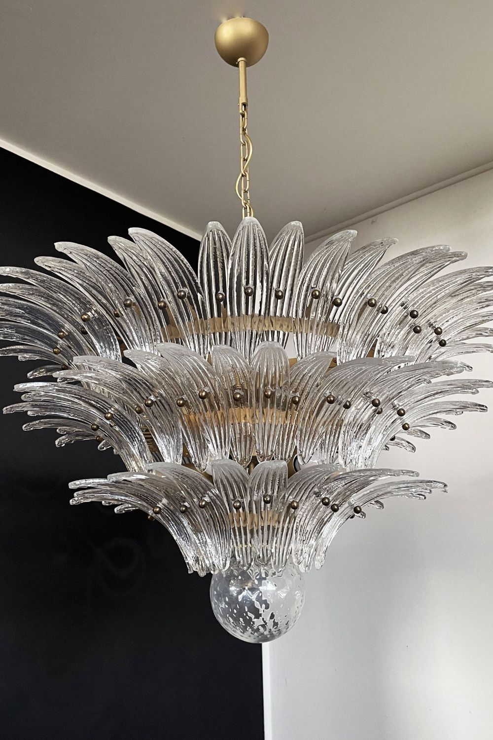 Italian Murano Three-Tiered Palmette Chandelier